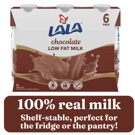 LALA Low Fat Shelf-Stable Milk Drink, Chocolate, 8.25 oz Carton Container (6 Ct)