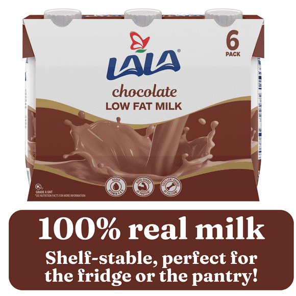 LALA Low Fat Shelf-Stable Milk Drink, Chocolate, 8.25 oz Carton Container (6 Ct)