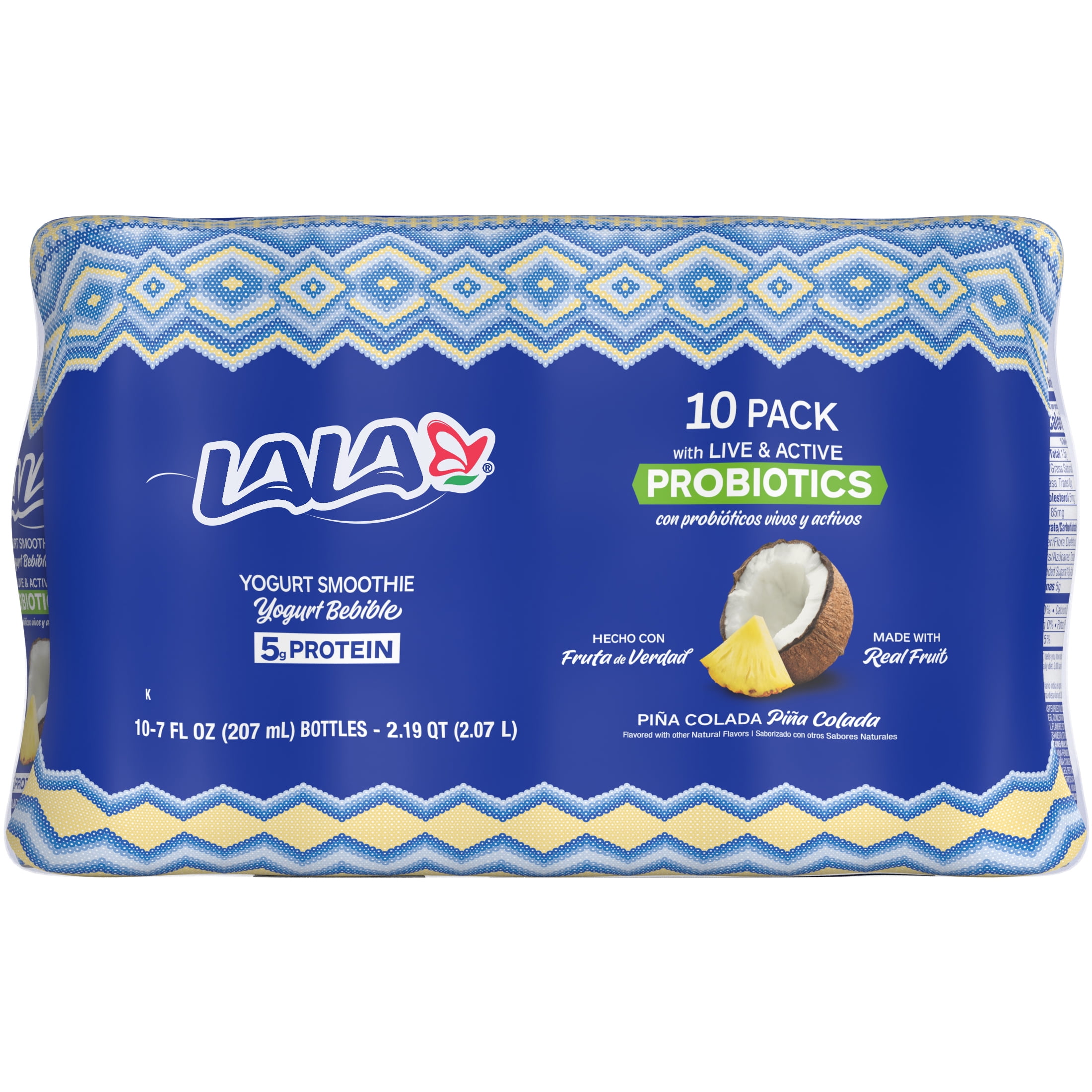 LALA Probiotic Yogurt Smoothie Drink with Protein, Pina Colada, 7 oz