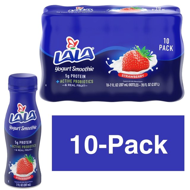 LALA Probiotic Yogurt Smoothie Drink with Protein, Wild Strawberry, 7 ...