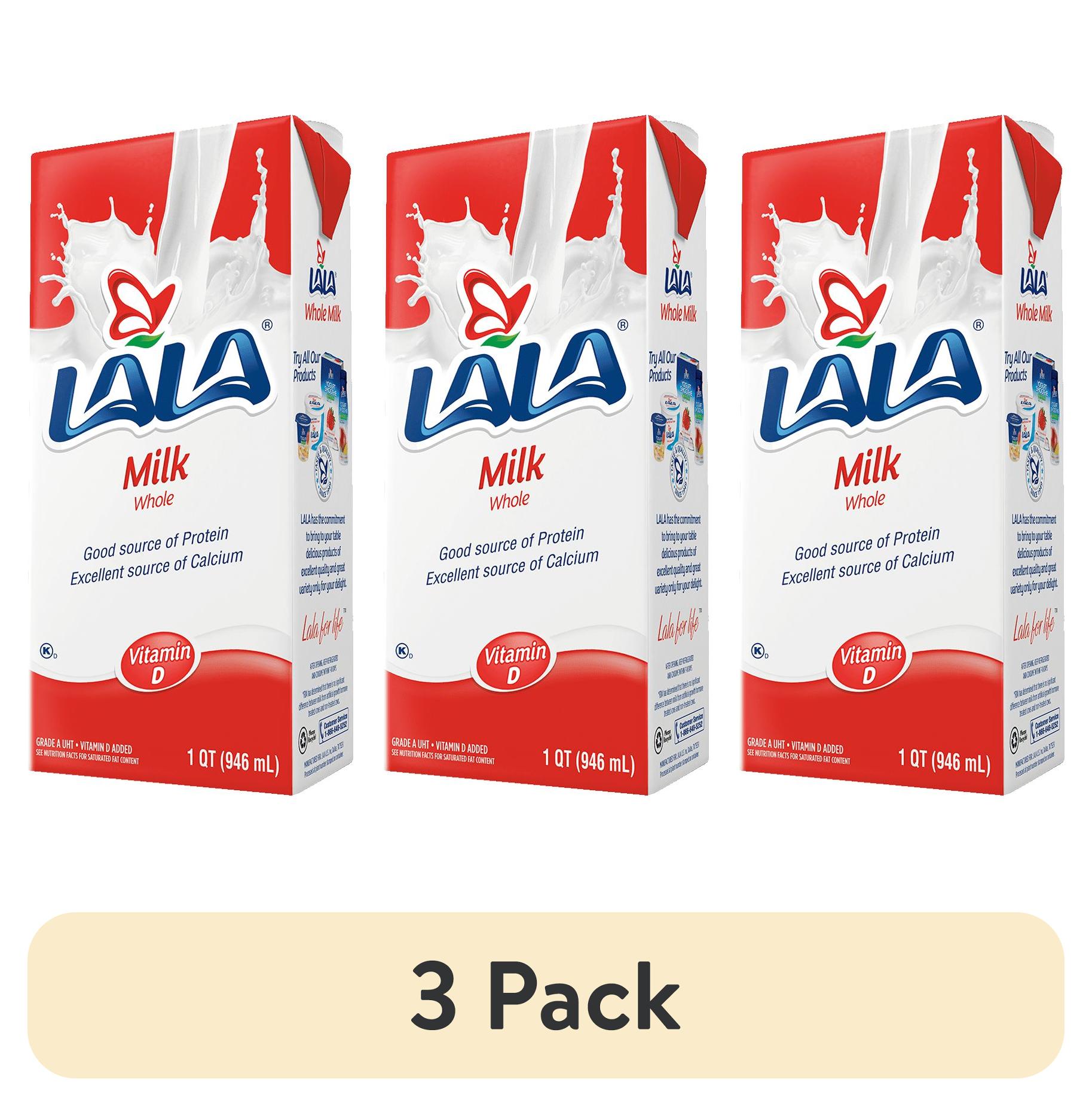 (3 pack) LALA Whole Milk UHT ShelfStable, Unflavored, 32 oz Box