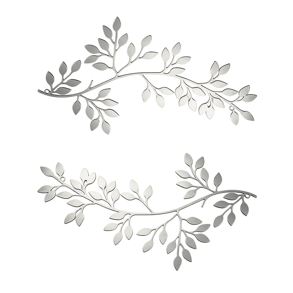 LALACE 2 Pieces Silver Metal Tree Leaf Wall Decor, LeafShaped Metal WallMounted Ornament, Rustic Indoor Wall Art, Housewarming Gift