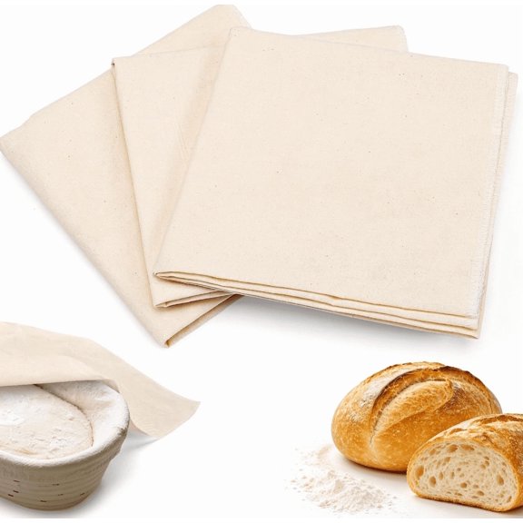 LALACE 3 Pack Bakers Proofing Cloth, 19" x 14" (48 x 36 cm) Linen Couche for Bread Dough, Professional Baking Couche Cloth for Baguette, Sourdough Loaf