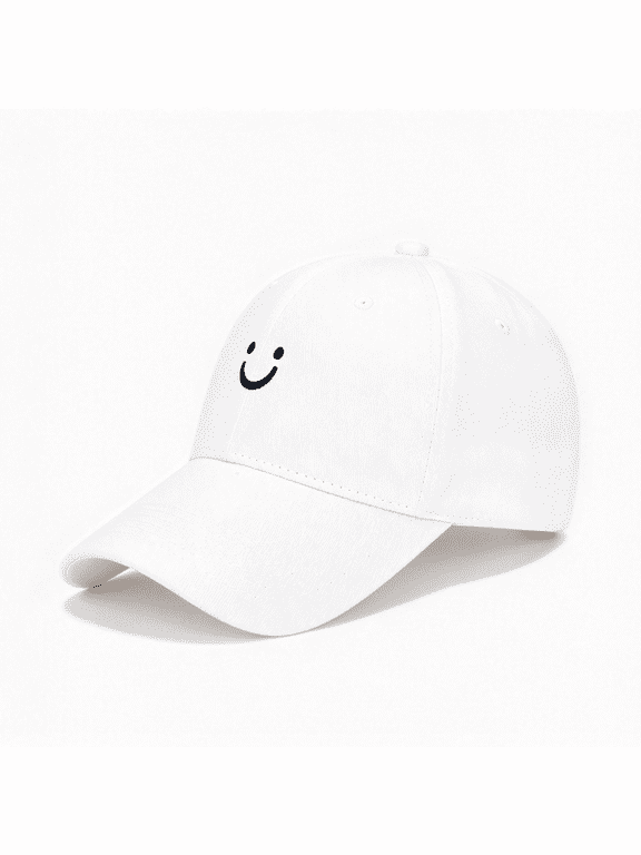 Smile Face Embroidered Baseball Cap, Unisex Soft Curved Brim Duckbill Hat, Casual Street Style Hat for Students, Lightweight Daily Hat