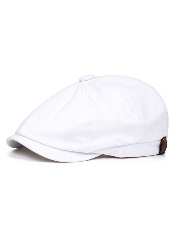 Vintage Newsboy Cap for Men Women, 8 Panel Octagonal Beret Flat Cap, Cotton Casual Hat with Metal Snap Adjustable Back, One Size Fits 56-59cm (22"-23.2")
