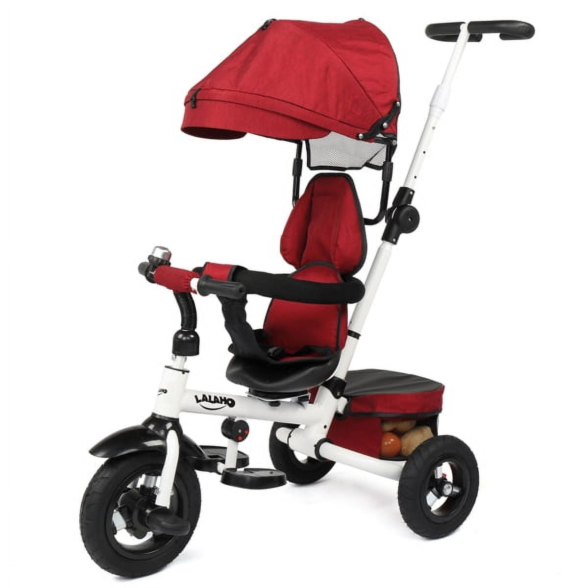 LALAHO Baby Tricycle Trike for Toddlers Age 1 5 Tricycle with Push Handle for Kids Boy Girl Outdoor Toy Bike All Terrain Rubber Wheel Reversible