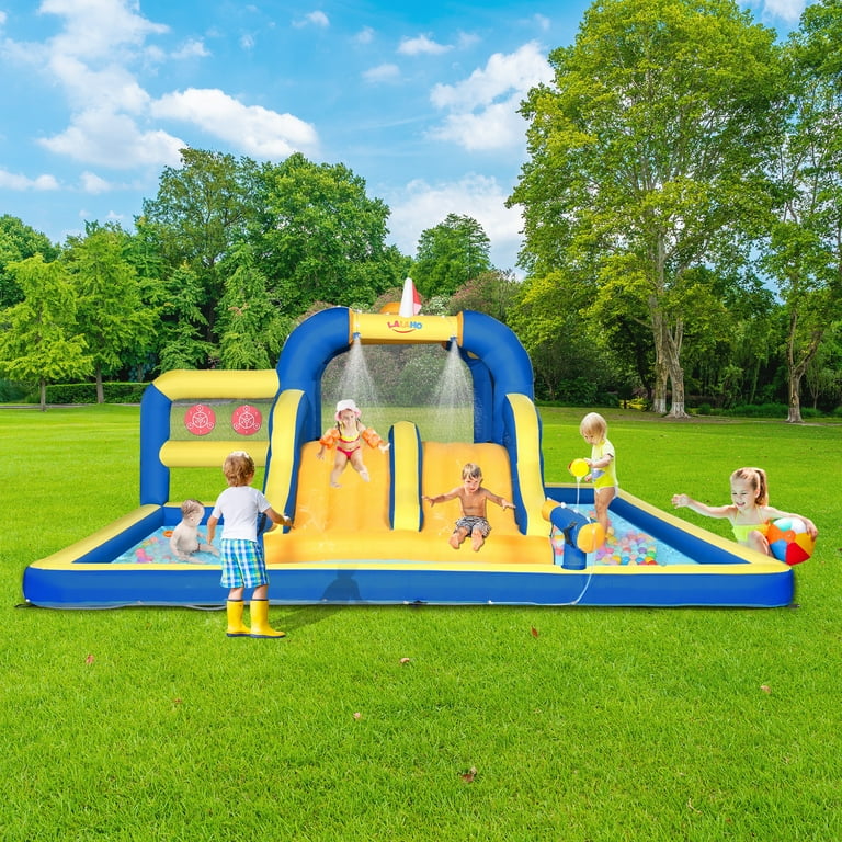 LALAHO Big Splash Water Slide, Inflatable Bounce House for Kids