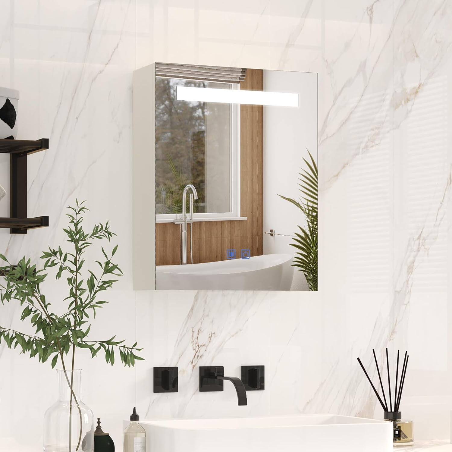 LALAHOO Medicine Cabinet Mirror,Medicine Cabinets for Bathroom,Lighted ...