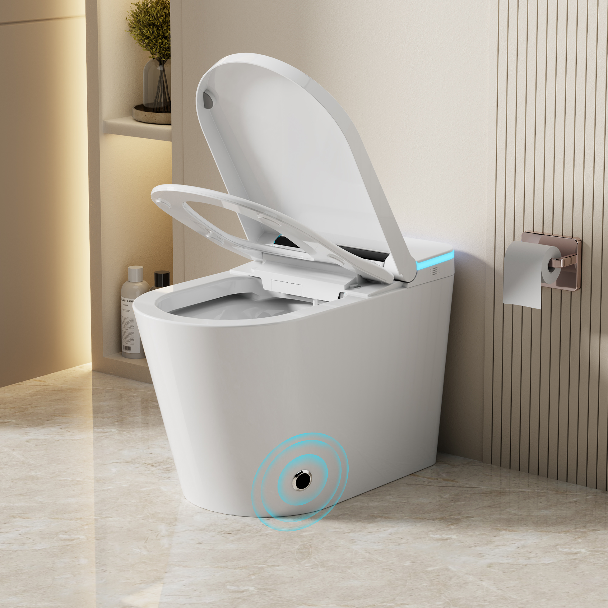 COSVALVE Heated Seat Smart Toilet, One Piece Automatic Flush Tankless Toilet with Foot Sensor