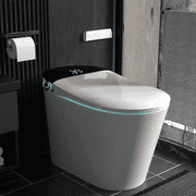LALAHOO Smart Toilet Bidet with Tank Built in, Auto Open Close Lid, Foot Sensor, Heated Seat, Warm Water Sprayer & Dryer, Aromatherapy System, Modern Toilet with LED Nightlight