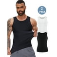 thumbnail image 1 of LALAMELON 2 PACK Mens Compression Shirt Tummy Control Body Shaper Gynecomastia Vest Workout Tops Abs Abdomen Undershirts, 1 of 4
