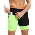 thumbnail image 1 of LALAMELON Men's 2 in 1 Workout Shorts Quick Dry Athletic Shorts with Liner Phone Pockets Back Zipper Pocket, 1 of 7