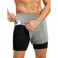 thumbnail image 1 of LALAMELON Men's 2 in 1 Workout Shorts Quick Dry Athletic Shorts with Liner Phone Pockets Towel Loop Back Ziper Pocket, 1 of 8