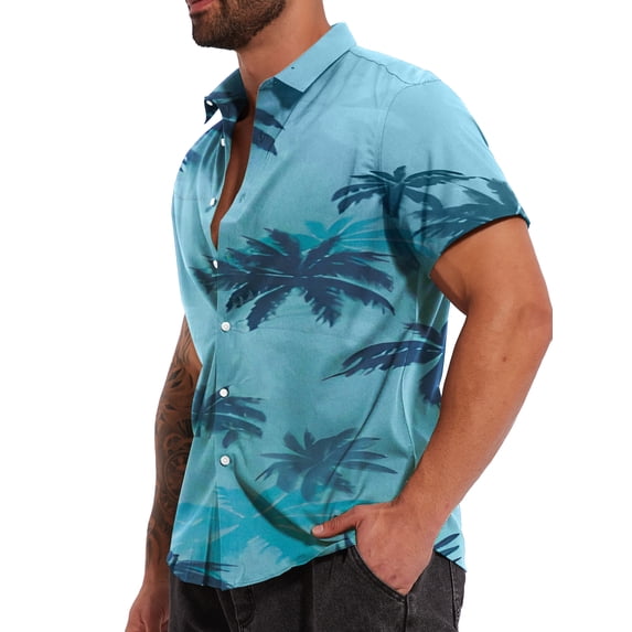LALAMELON Men's Hawaiian Shirt Button Down Tropical Holiday Beach Shirts Casual Short Sleeve Tops
