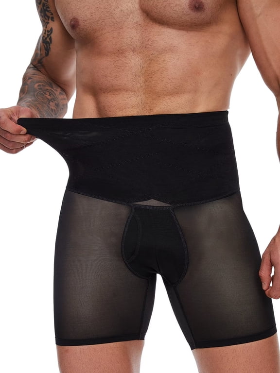 Men's Shapewear Tummy Control Shorts High Waist Slimming Body Shaper Seamless Boxer Brief Underwear