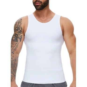LALAMELON Mens Compression Shirt Tummy Control Body Shaper Gynecomastia Vest Workout Tops Abs Abdomen Undershirts