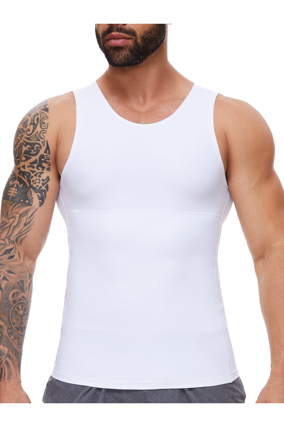 Mens Compression Shirt Tummy Control Body Shaper Gynecomastia Vest Workout Tops Abs Abdomen Undershirts