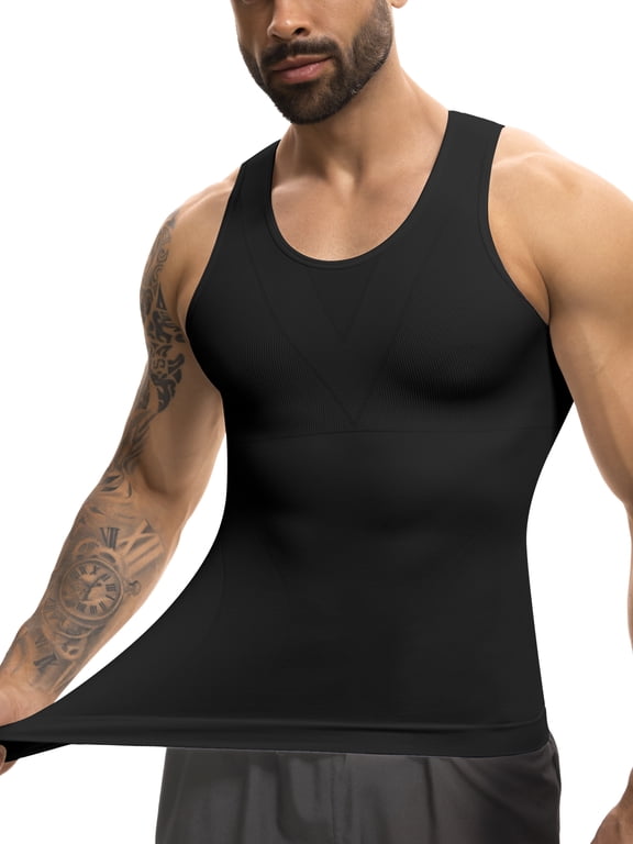 Mens Compression Shirt Vest Sleeveless Tummy Control Body Shaper Workout Undershirt