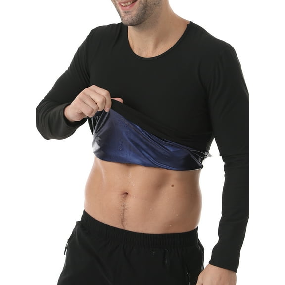 LALAMELON Sauna Shirt for Men Long Sleeve Slimming Sweat Enhancer Waist Trainer Heat Trapping Workout Body Shaper