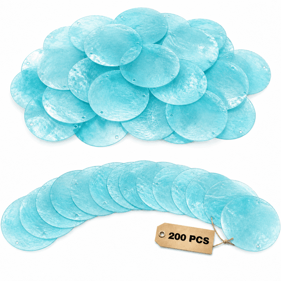 LALAPAWLOV 200-Piece Capiz Shell Discs, 1.6-Inch Round Shells with 2 Holes