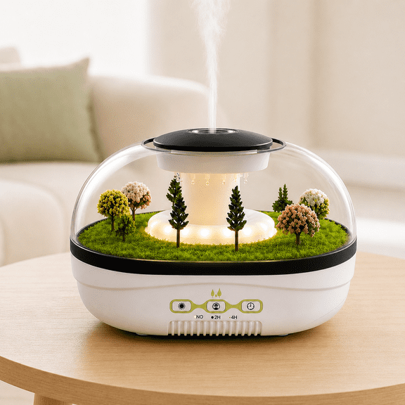 LALASOO Snow Village Raindrop Diffuser, Essential Oil Diffuser with Cool Mist, Warm Night Light Ambiance, Quiet Operation & Timer Function