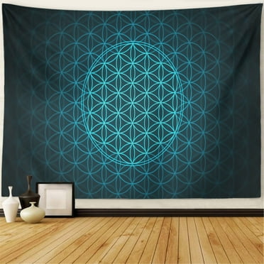 LALILO 4 Pcs Blue Mandala Tapestry Flower Life Wall Hanging for Living Room Tablecloth Dorm 80"x60"