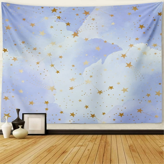 LALILO 4 Pcs Constellations Tapestry Blue Gold Wall Hanging for Living Room Tablecloth Dorm 80"x60"