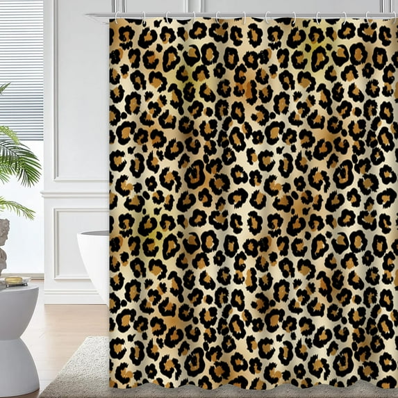 LALILO Cat Pattern Waterproof Shower Curtain,Leopard Seamless Art Animal Cheetah Skin Abstract Africa Shower Curtains for Bathroom with 12 Hooks,72x72 Inch