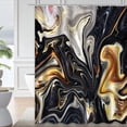 thumbnail image 1 of LALILO Gold Waterproof Shower Curtain,Gray Marble White Yellow and Red Ink Waves Wallpaper Black Liquid Shower Curtains for Bathroom with 12 Hooks,72x72 Inch, 1 of 1