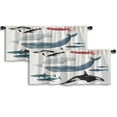 thumbnail image 1 of LALILO Kitchen Curtain Valance And Blue Whale Whale Penguins Rod Pocket Window Curtain 52"x 18" Set of 2, 1 of 7