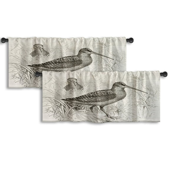 LALILO Kitchen Curtain Valance And Nature Paris Rod Pocket Window Curtain 52"x 18" Set of 2