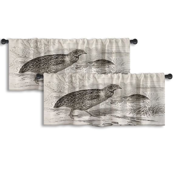 LALILO Kitchen Curtain Valance And Nature Paris Rod Pocket Window Curtain 52"x 18" Set of 2