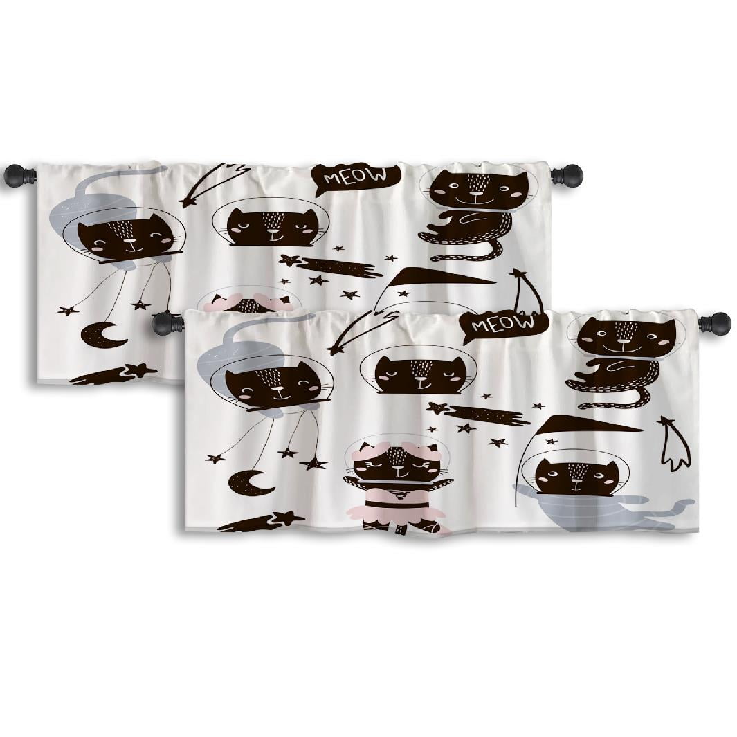 LALILO Kitchen Curtain Valance Animal Circus Cute Rod Pocket Window ...