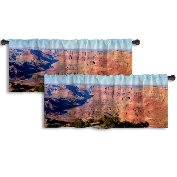 LALILO Kitchen Curtain Valance Arizona Rod Pocket Window Curtain 52"x 18" Set of 2