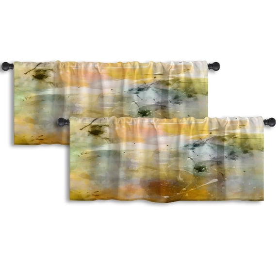 LALILO Kitchen Curtain Valance Art Acrylic Pastel With Rod Pocket Window Curtain 52"x 18" Set of 2