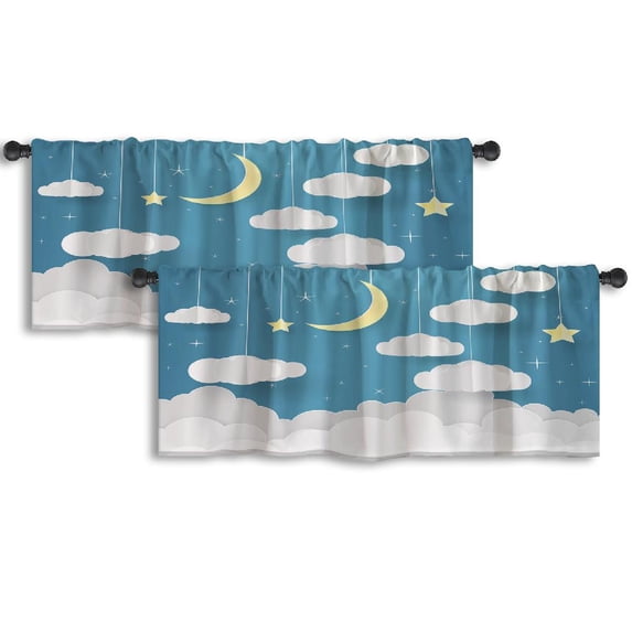 LALILO Kitchen Curtain Valance Art Goodnight And Sweet Rod Pocket Window Curtain 52"x 18" Set of 2