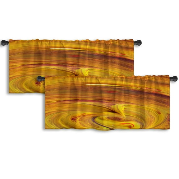 LALILO Kitchen Curtain Valance Art Oil Frame Wall Acrylic Art Rod Pocket Window Curtain 52"x 18" Set of 2
