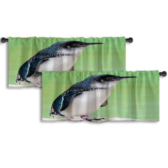 LALILO Kitchen Curtain Valance Australian Little Penguin Fairy Rod Pocket Window Curtain 52"x 18" Set of 2