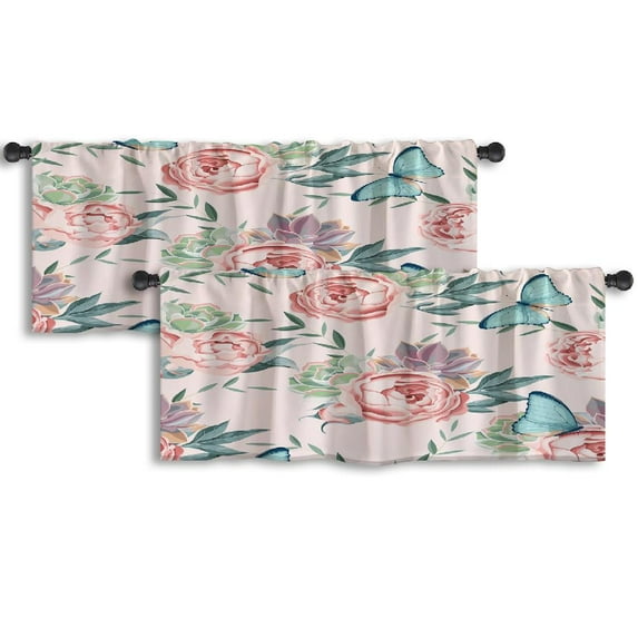 LALILO Kitchen Curtain Valance Autumn Nature Landscape Sunny Rod Pocket Window Curtain 52"x 18" Set of 2