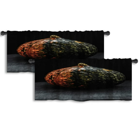 LALILO Kitchen Curtain Valance Autumn Trees Leaves Rocks Rod Pocket Window Curtain 52"x 18" Set of 2