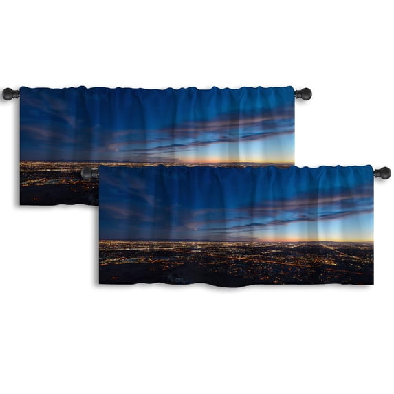 LALILO Kitchen Curtain Valance Autumn With Pumpkins And Rod Pocket Window Curtain 52"x 18" Set of 2