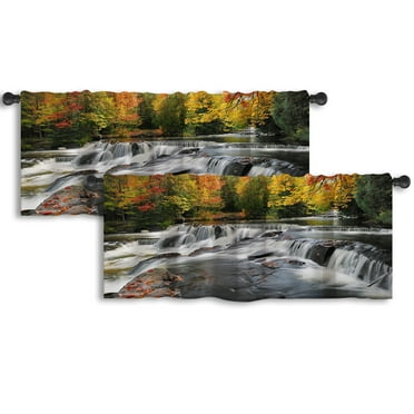 LALILO Kitchen Curtain Valance Beautiful Autumn Rod Pocket Window Curtain 52"x 18" Set of 2