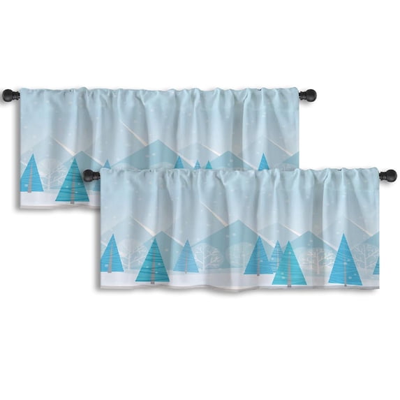 LALILO Kitchen Curtain Valance Beautiful Christmas Winter Rod Pocket Window Curtain 52"x 18" Set of 2