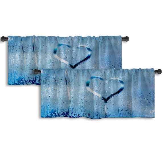 LALILO Kitchen Curtain Valance Beautiful Landscape Autumn Rod Pocket Window Curtain 52"x 18" Set of 2