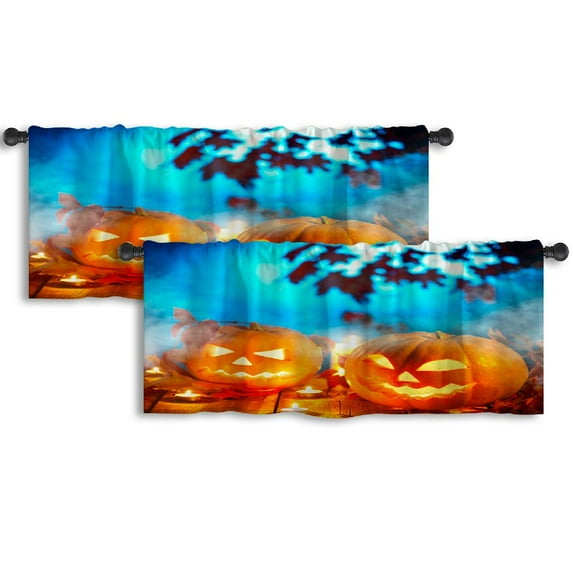 LALILO Kitchen Curtain Valance Beautiful Scenic Ancient Castle Rod Pocket Window Curtain 52"x 18" Set of 2