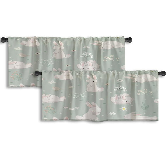 LALILO Kitchen Curtain Valance Beautiful Spiral Galaxy Deep Rod Pocket Window Curtain 52"x 18" Set of 2