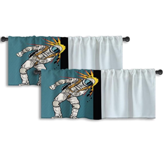 LALILO Kitchen Curtain Valance Beautiful Yellow Watercolor Art Rod Pocket Window Curtain 52"x 18" Set of 2