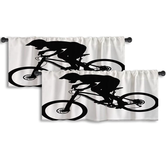 LALILO Kitchen Curtain Valance Bike Race Mountain Rod Pocket Window Curtain 52"x 18" Set of 2