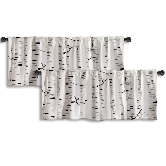 LALILO Kitchen Curtain Valance Birch Tree Forest Rod Pocket Window Curtain 52"x 18" Set of 2