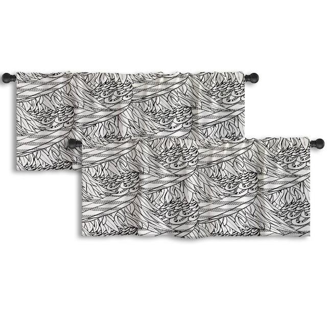 LALILO Kitchen Curtain Valance Black And White With Boho Rod Pocket ...